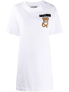 Moschino платье-футболка Teddy Bear с бисером