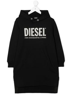 Diesel Kids платье с капюшоном и логотипом