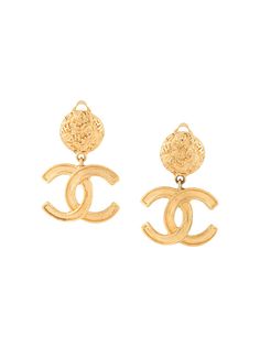 Chanel Pre-Owned серьги-клипсы 1995-го года с логотипом CC