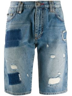 Philipp Plein джинсовые шорты-бермуды Skull On Fire