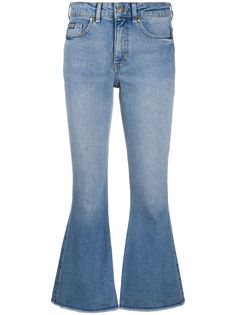 Versace Jeans Couture embroidered logo flared cropped jeans
