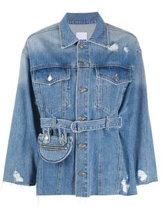 SJYP джинсовая куртка с карманами и поясом