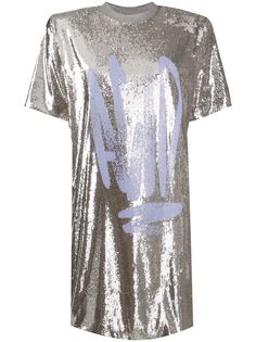 Off-White graffiti-print sequinned dress