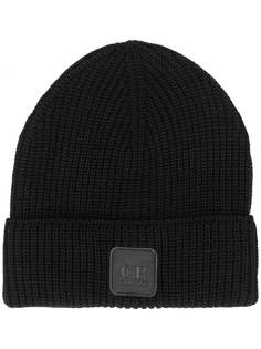 C.P. Company logo-patch ribbed beanie hat