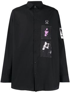 Raf Simons X Fred Perry рубашка оверсайз с принтом в технике пэчворк