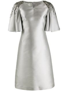 Alberta Ferretti платье с эффектом металлик и расклешенными рукавами