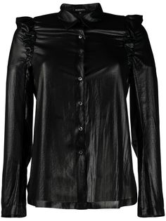 Ann Demeulemeester рубашка из искусственной кожи с оборками