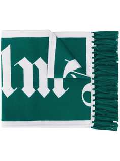 Palm Angels LOGO KNITTED SCARF GREEN WHITE