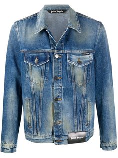 Palm Angels COLLEGE EAGLE DENIM CABAN LIGHT BLUE O