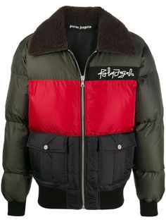 Palm Angels DESERT LOGO DOWN JKT FOREST GREEN WHITE