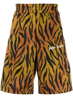 Palm Angels TIGER TRACK SHORTS BROWN WHITE