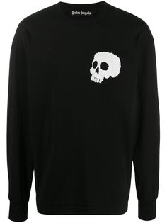 Palm Angels SKULL TEE L/S BLACK WHITE
