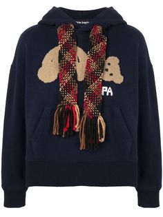 Palm Angels PALM ANGELS BEAR KNIT HOODY NAVY BLUE