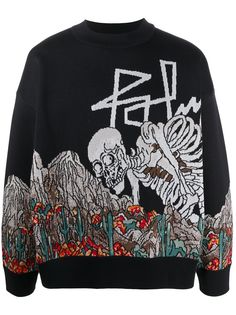 Palm Angels JQ DESERT SKULL SWEATER BLACK MULTICOLO