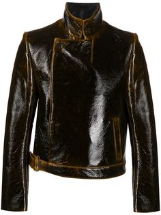 Ann Demeulemeester padded-shoulder tarnished jacket