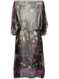 Stella McCartney полупрозрачное платье с цветочным принтом и поясом