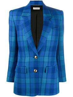 Saint Laurent однобортный блейзер в клетку