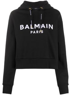 Balmain укороченное худи с логотипом