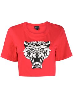 Just Cavalli укороченная футболка с принтом