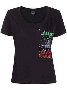 Just Cavalli футболка с логотипом из бисера