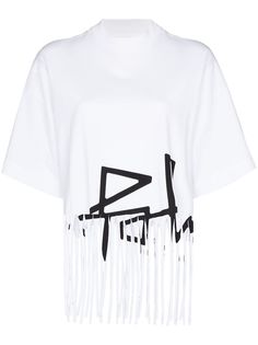 Palm Angels футболка с бахромой и логотипом