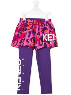 Kenzo Kids легинсы 2-в-1 с анималистичным принтом