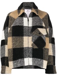 Woolrich клетчатое пальто на молнии