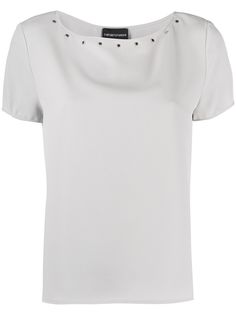 Emporio Armani футболка с вырезом-лодочкой и заклепками