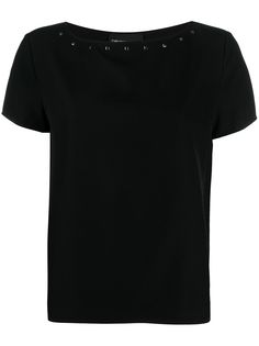 Emporio Armani футболка с вырезом-лодочкой и заклепками