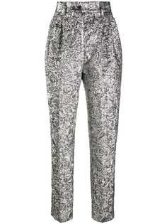 Alberta Ferretti high-rise floral matelassé trousers