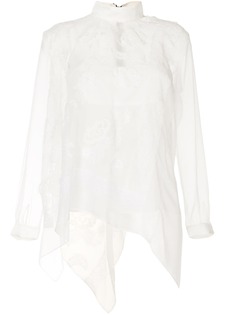 Sacai блузка с кружевным верхом и вышивкой