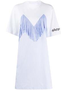 Palm Angels полосатое платье-футболка с бахромой