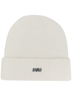 White Mountaineering шапка бини в рубчик с вышитым логотипом