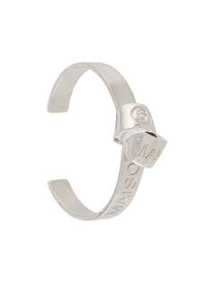 MM6 Maison Margiela engraved logo interlock-detail cuff bracelet