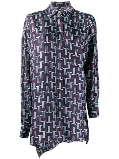 LANVIN geometric print high-low hem blouse