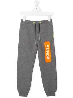 Sun 68 logo patch cotton track pants