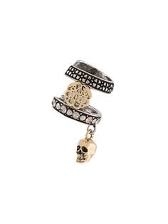 Alexander McQueen серьга-кафф с декором Skull и кристаллами