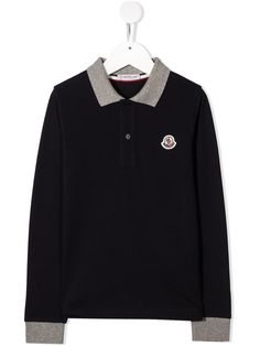 Moncler Kids two-tone long sleeved polo