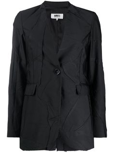 MM6 Maison Margiela блейзер на пуговицах с жатым эффектом