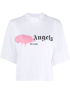 Palm Angels укороченная футболка Miami с логотипом