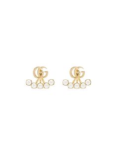 Gucci серьги-подвески с жемчугом и логотипом GG
