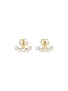 Gucci серьги-подвески с жемчугом и логотипом GG