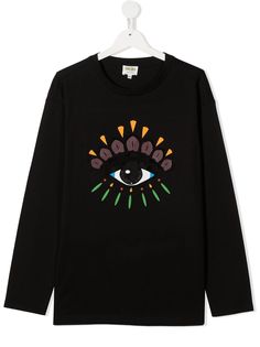 Kenzo Kids футболка с длинными рукавами и принтом