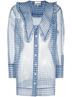 GANNI прозрачная блузка в клетку