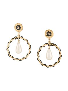 Chanel Pre-Owned серьги-подвески 1990-х годов с жемчугом и логотипом CC