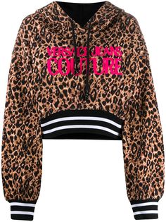 Versace Jeans Couture толстовка с леопардовым принтом и логотипом