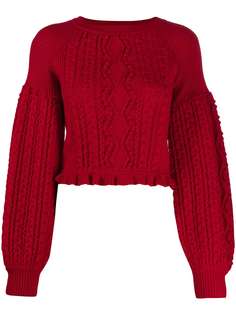 Ports 1961 balloon-sleeve cable knit sweater