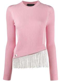Philipp Plein crystal fringe ribbed jumper