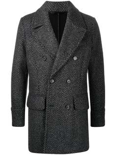Hydrogen herringbone double-breasted coat