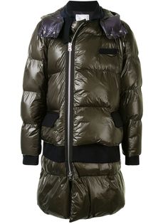 Sacai panelled quilted mid-length coat